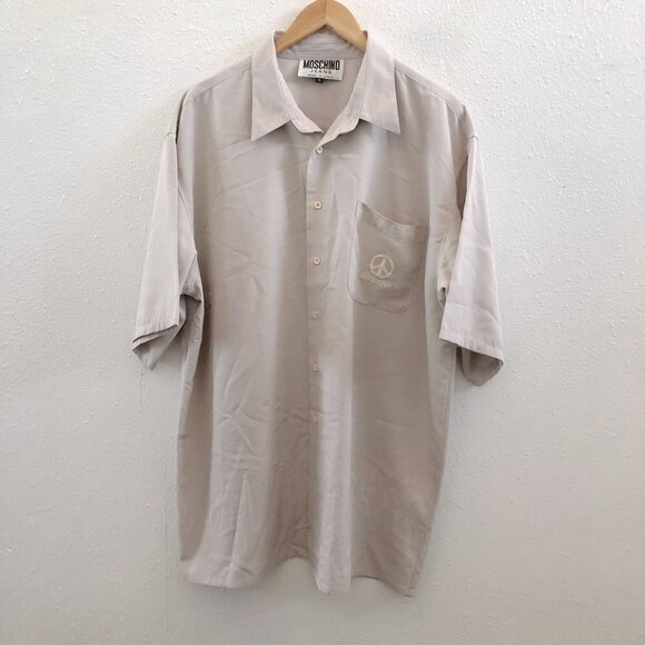 MOSCHINO Jeans Vintage Short Sleeve Button Down Shirt Size XL